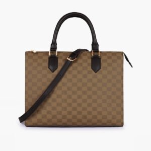 Hala's Brown Checkered On-The-Go Handbag