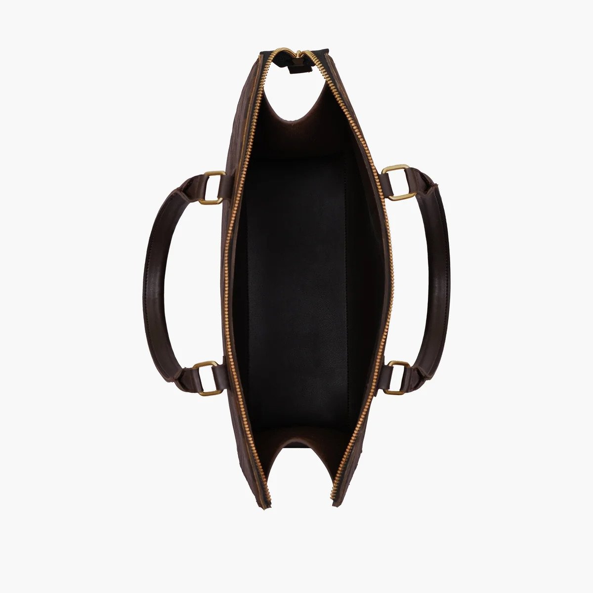 Hala's Dark Brown Checkered On-The-Go Handbag - Image 3