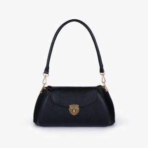 Hala's Black Pebble Baguette Bag