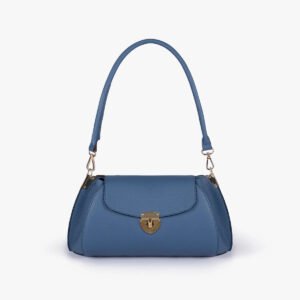 Hala's Blue Pebble Baguette Bag