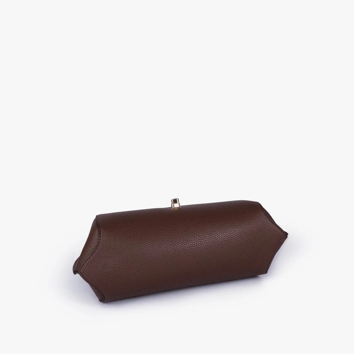 Hala's Dark Brown Pebble Baguette Bag - Image 4