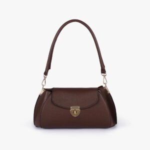 Hala's Dark Brown Pebble Baguette Bag
