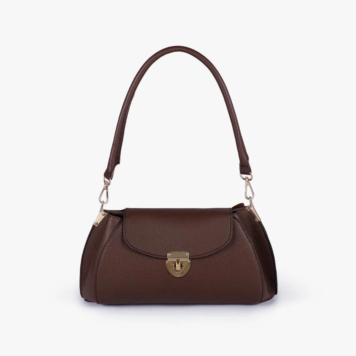 Hala's Dark Brown Pebble Baguette Bag